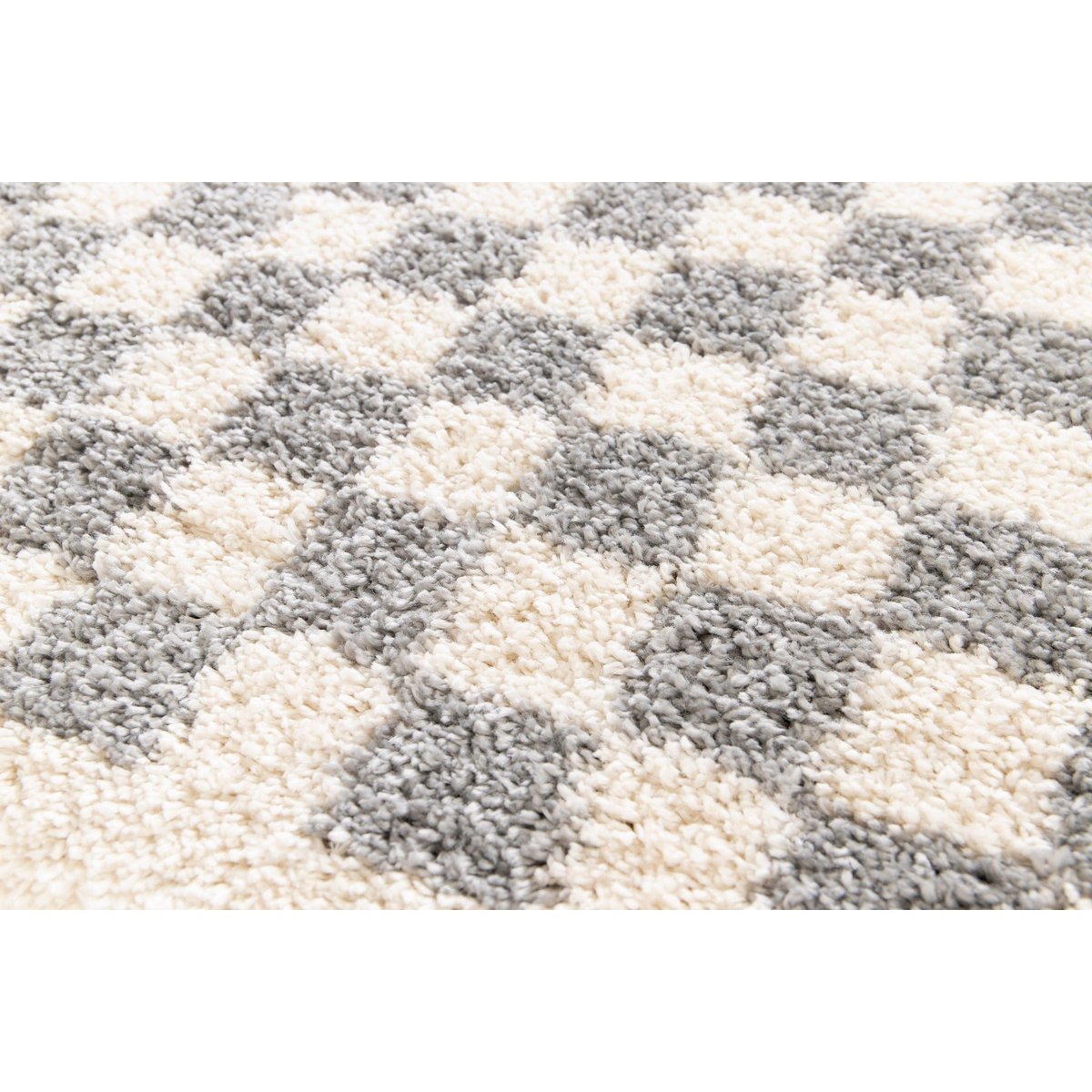 Soft and bulky chequered rug - Grey