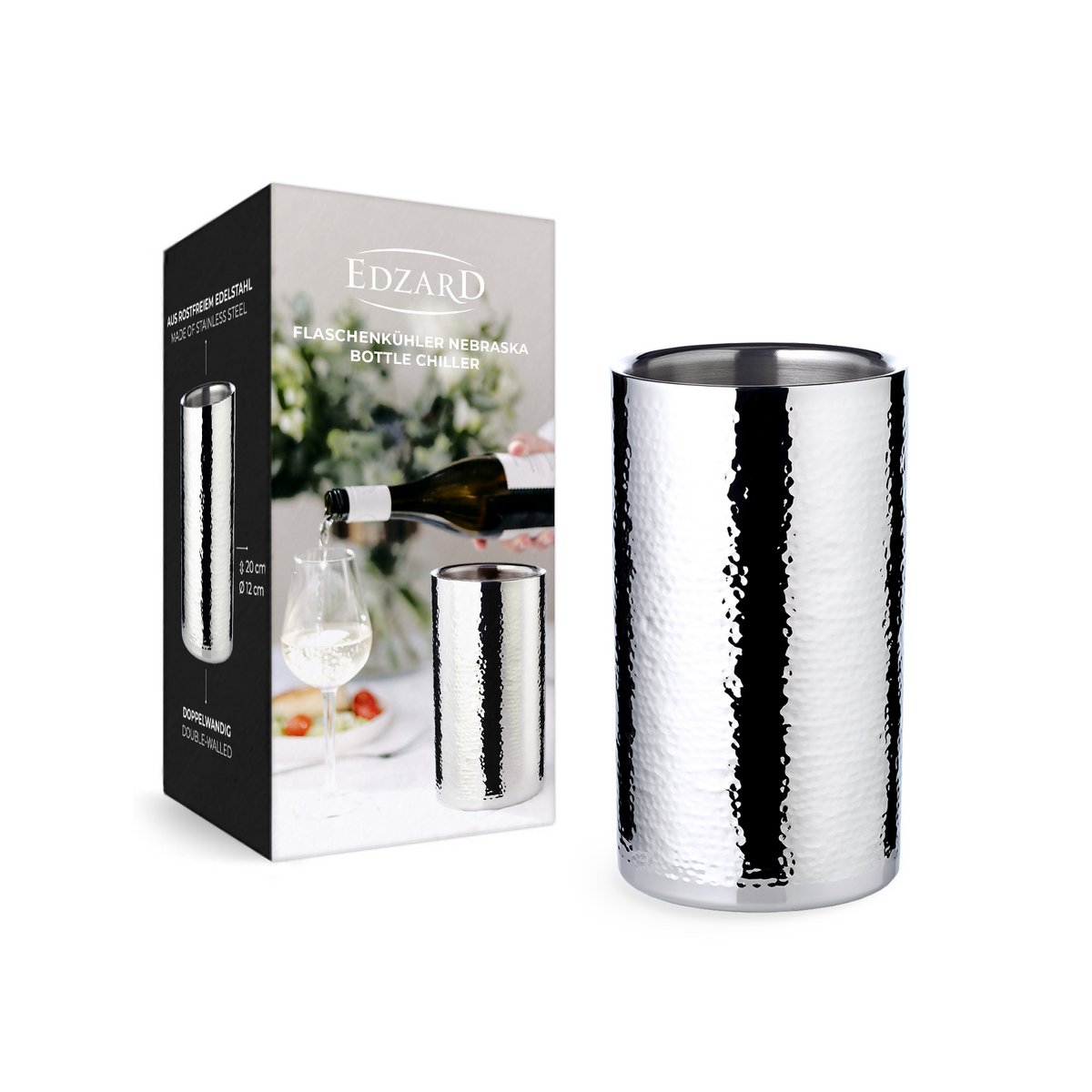 Bottle cooler hammered steel