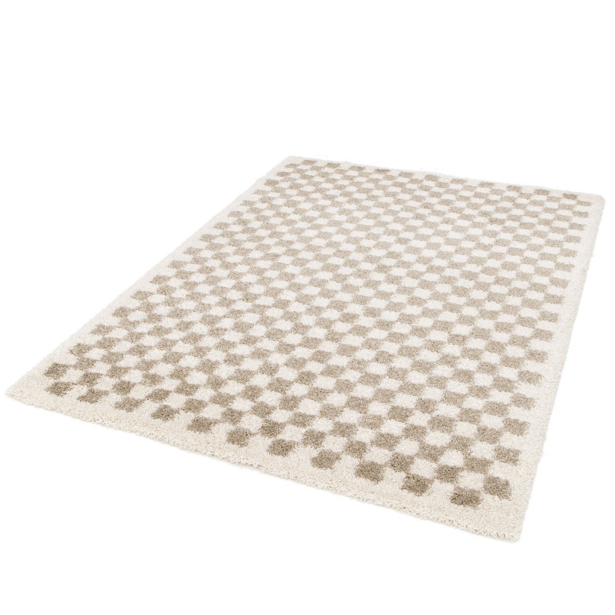 Soft and bulky chequered rug - Beige