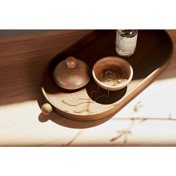 Oval wood tray - Dark