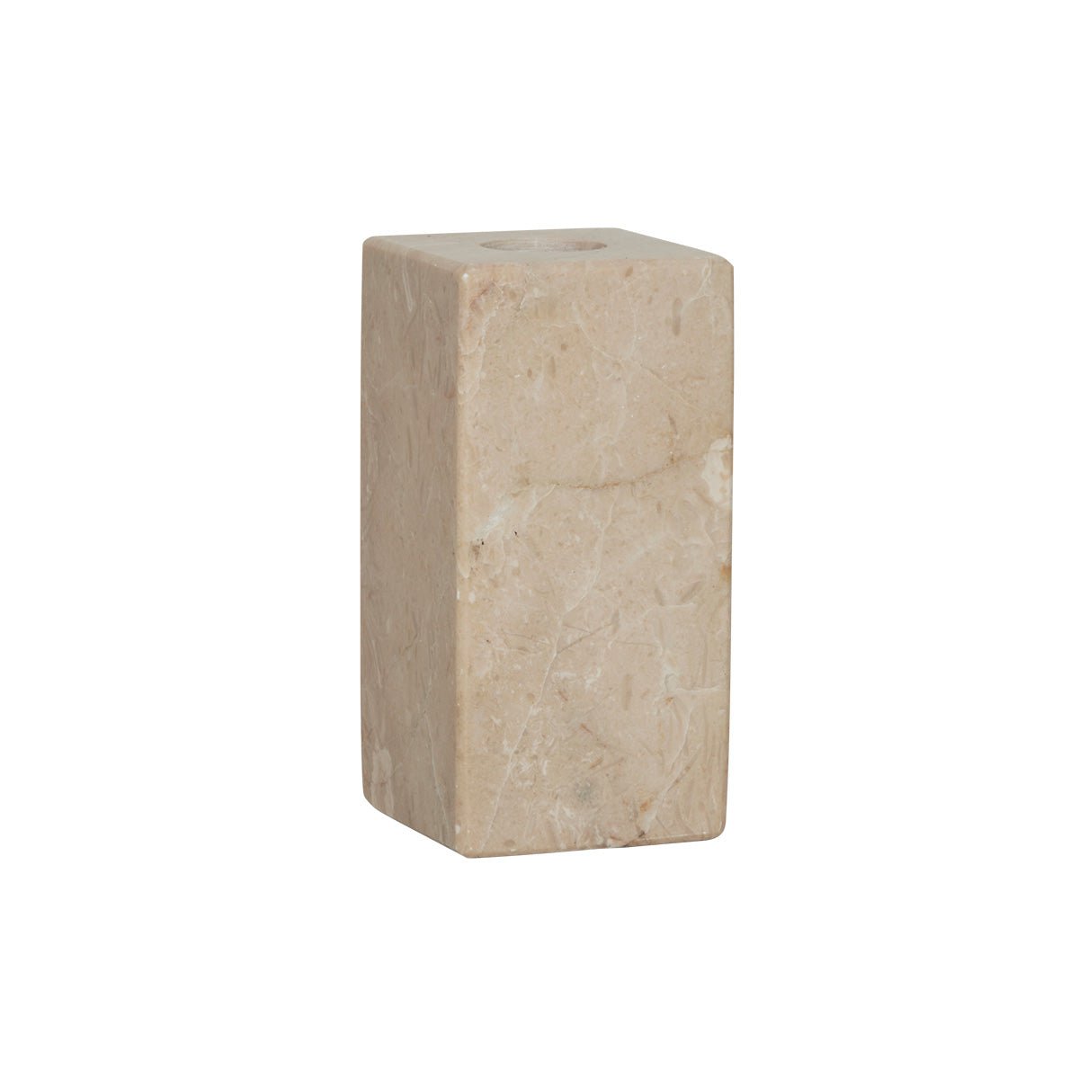 Beige stone candle holder on a white background