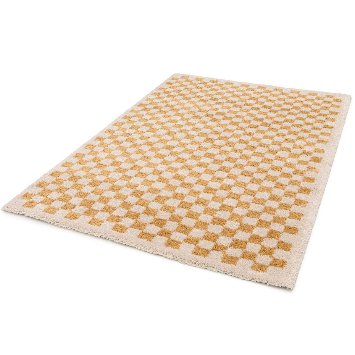 Soft and bulky chequered rug - Yellow