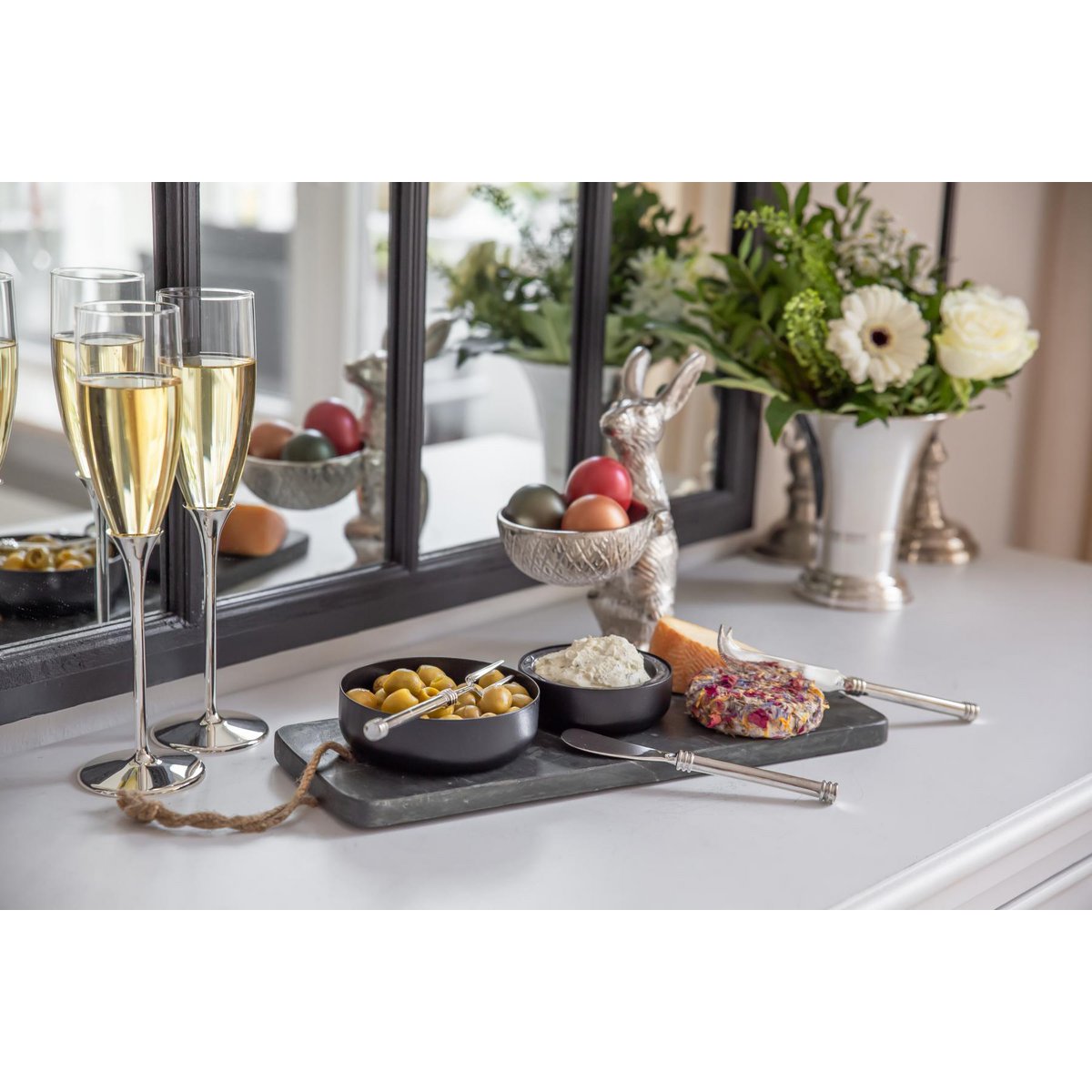 Stainless steel and champagne flutes - Set of 2