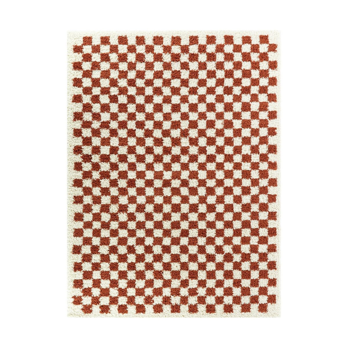 Soft and bulky chequered rug - Terracotta
