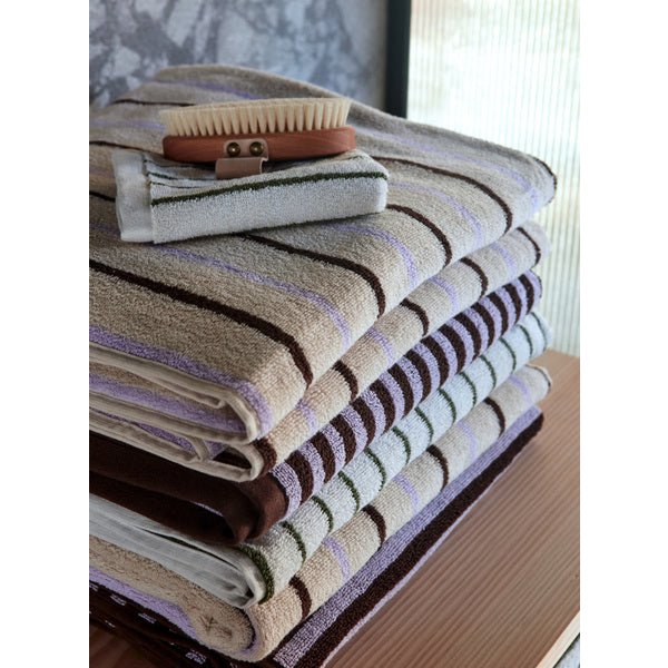 Striped 100% organic cotton towel - Purple, Clay & Blue