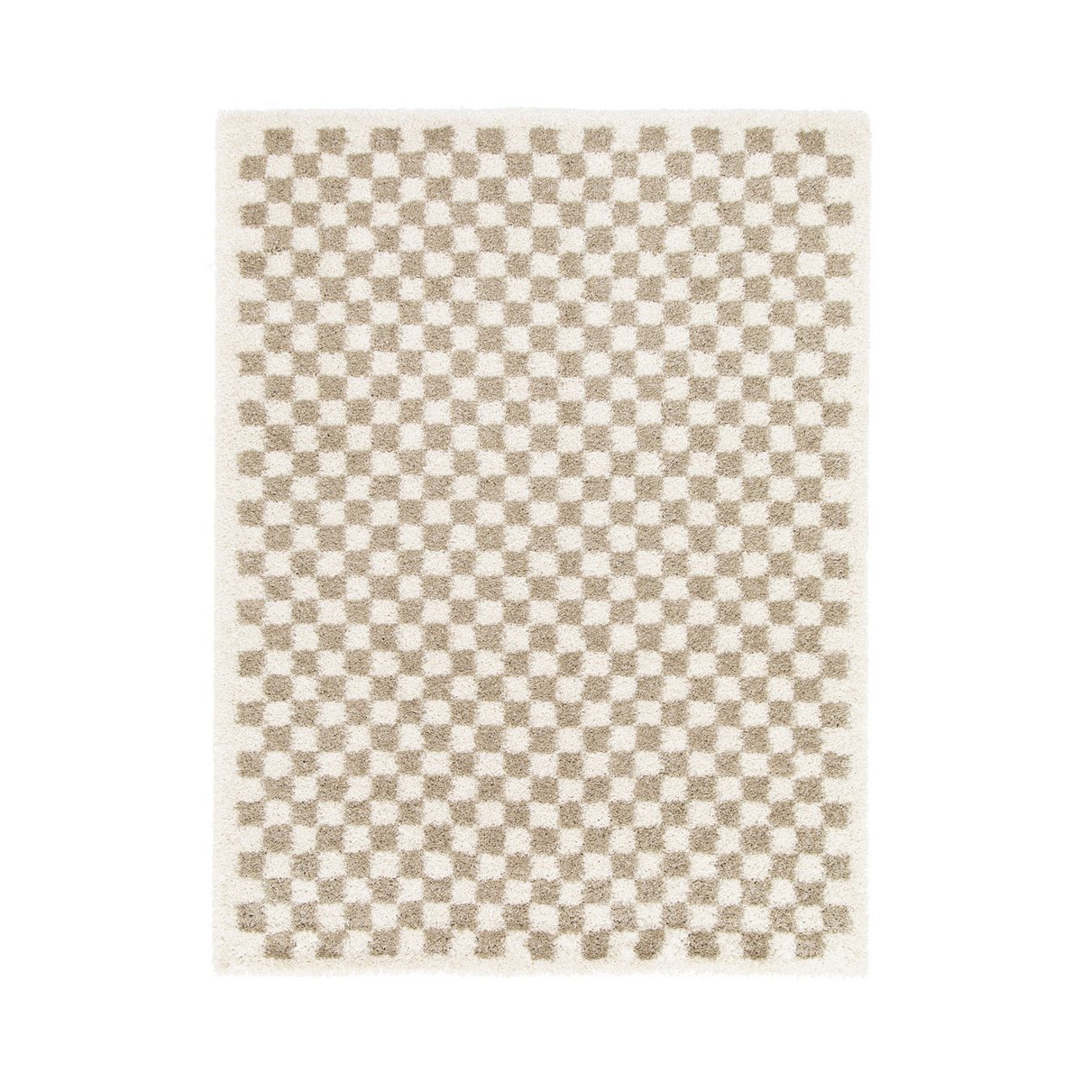 Soft and bulky chequered rug - Beige