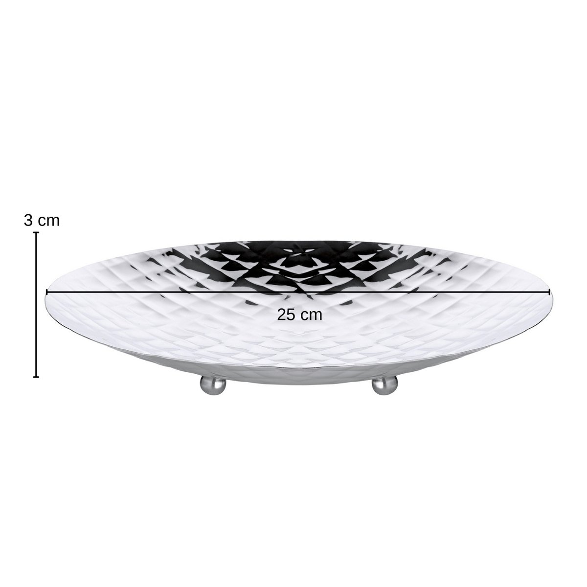 Decorative plate with measurement details on a white background
