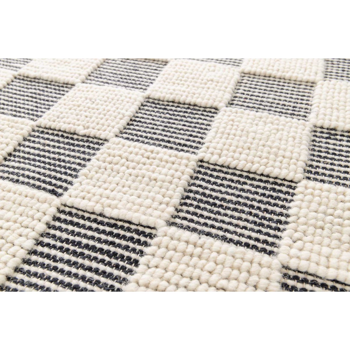 Soft handmade wool and cotton plaid rug