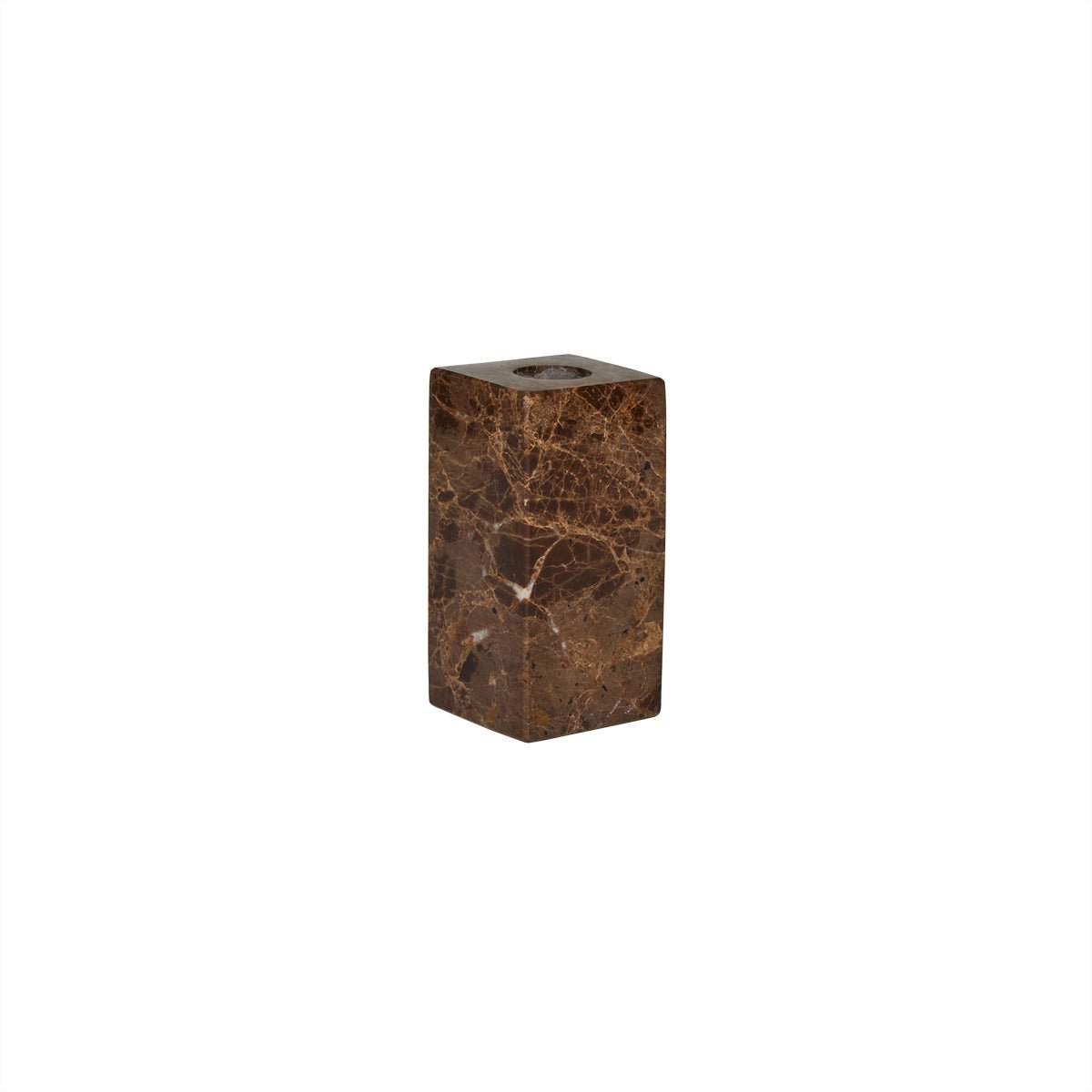 Brown marble candleholder on a white background