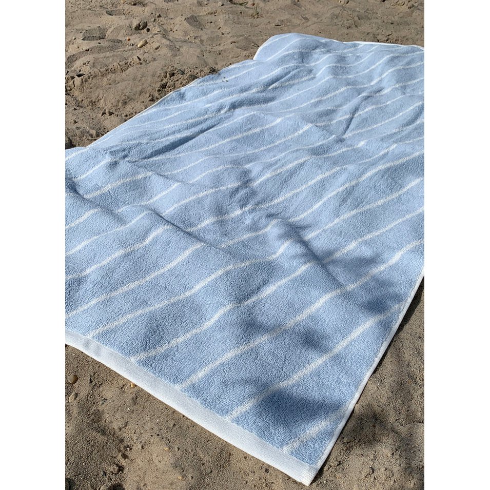 Striped 100% organic cotton towel - Light Blue