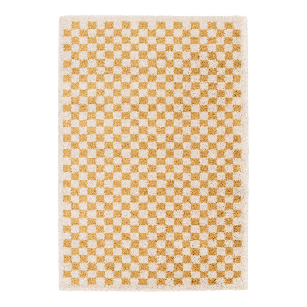 Soft and bulky chequered rug - Yellow