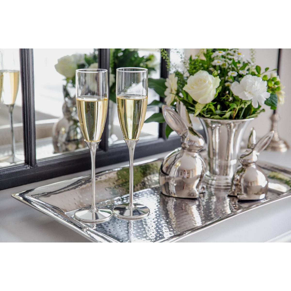 Stainless steel and champagne flutes - Set of 2