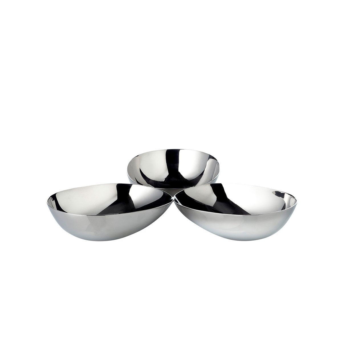 Triple bowl polished stainless steel