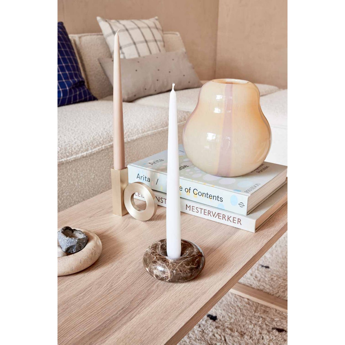 Marble candleholder - Small - Natural