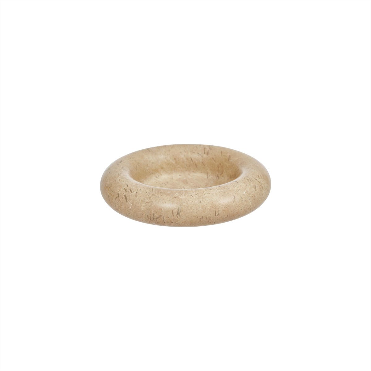 Beige stone marble candleholder on a white background
