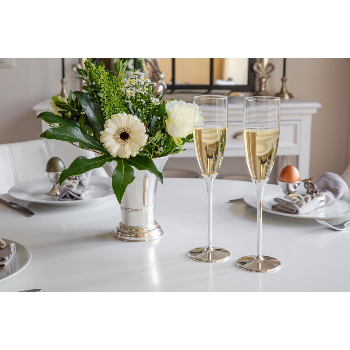 Stainless steel and champagne flutes - Set of 2