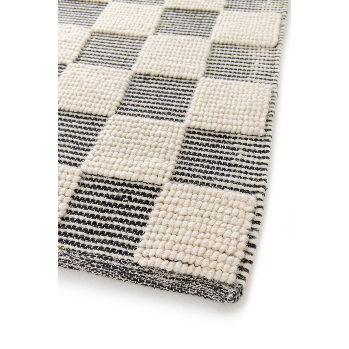 Soft handmade wool and cotton plaid rug