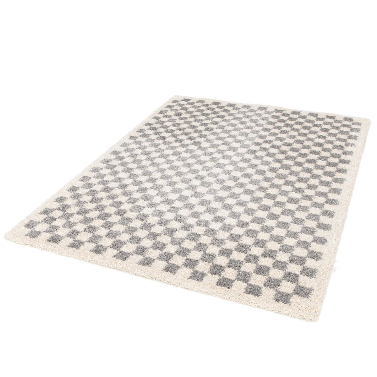 Soft and bulky chequered rug - Grey