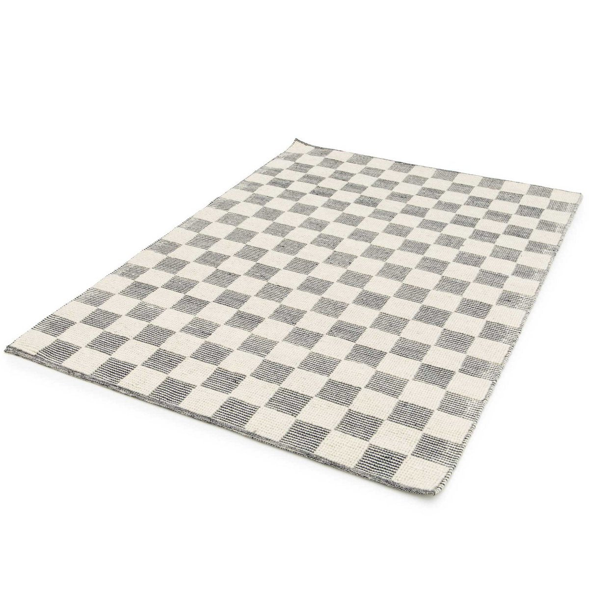 Soft handmade wool and cotton plaid rug