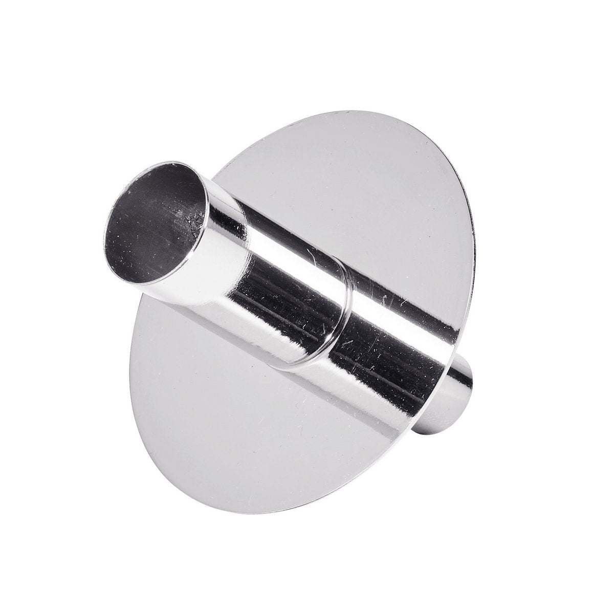Chrome metal candle holder on a white background
