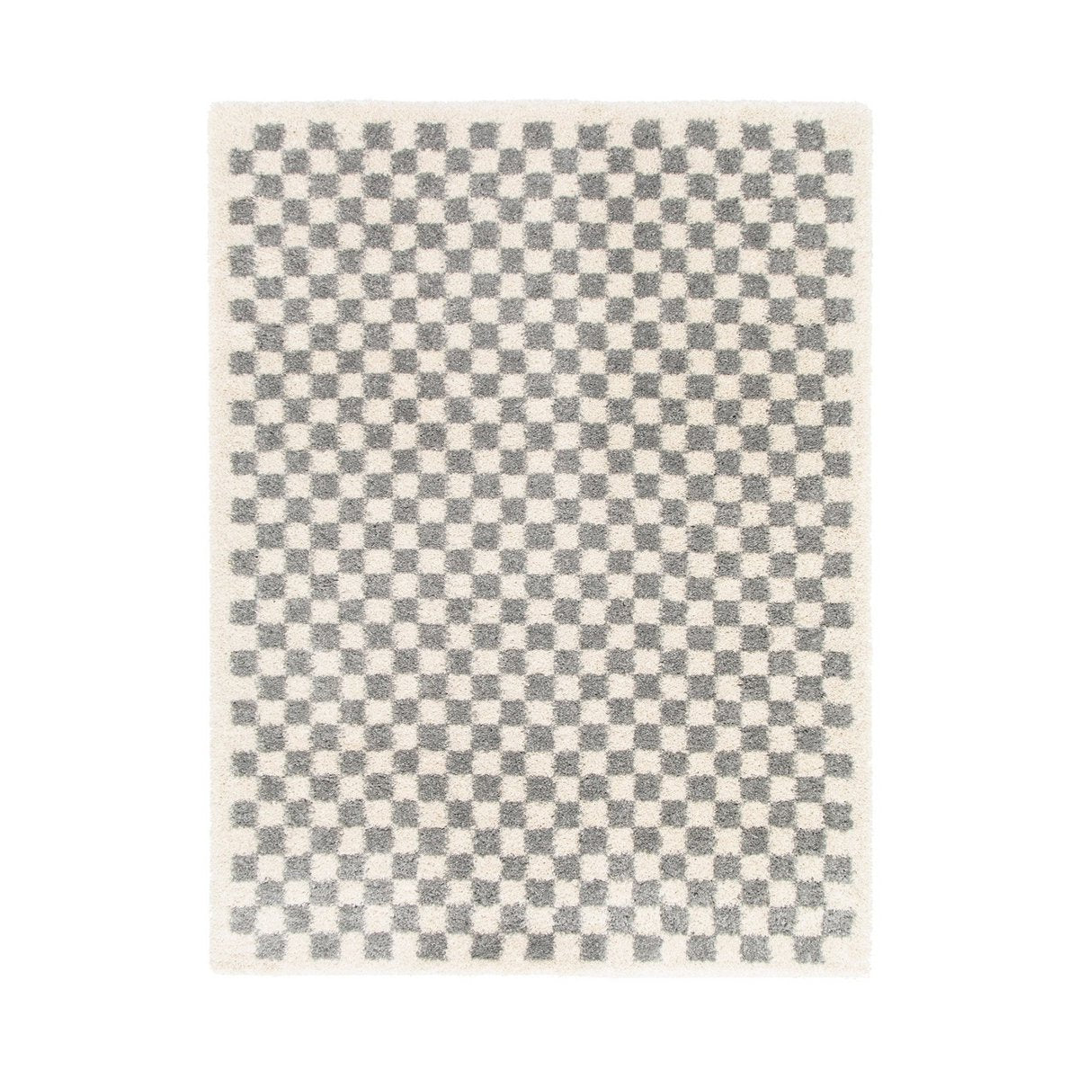 Soft and bulky chequered rug - Grey