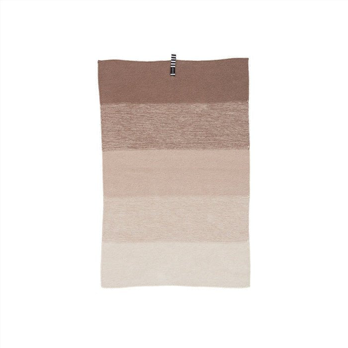 Gradient kitchen towel with brown to beige color transition on a white background
