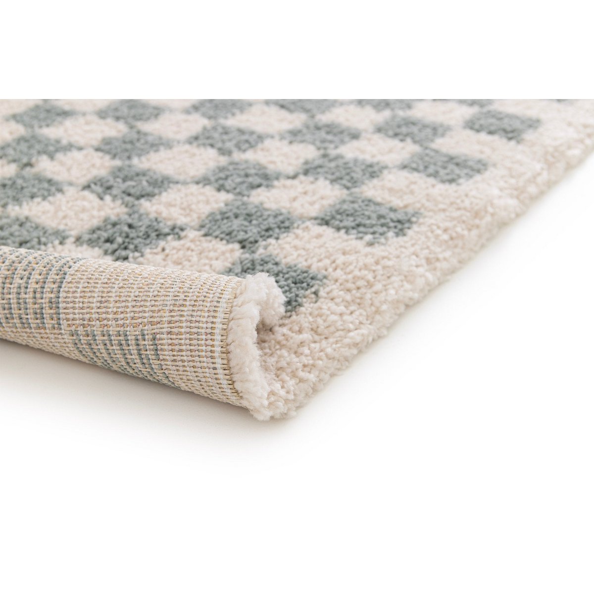 Soft and bulky chequered rug - Light Blue