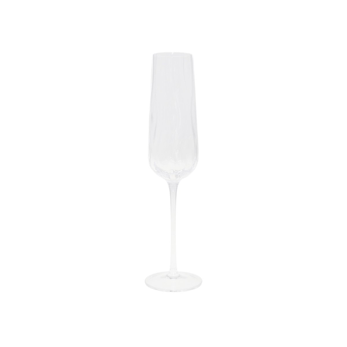 Glass champagne flute on a white background