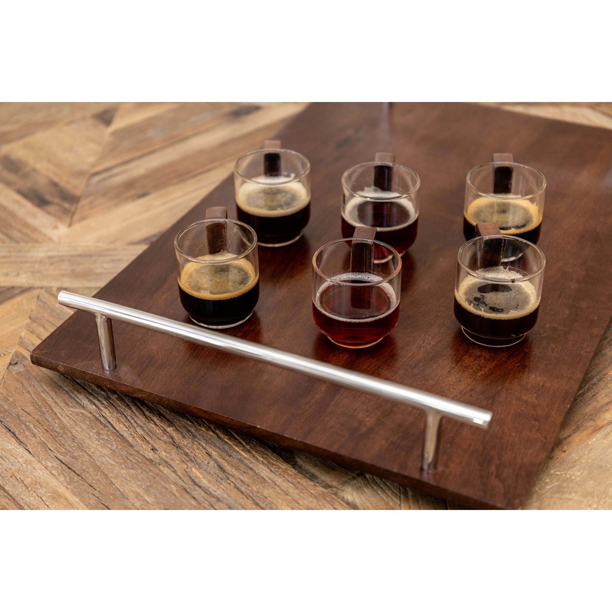 Glass coffee mugs with wood - Set of 6