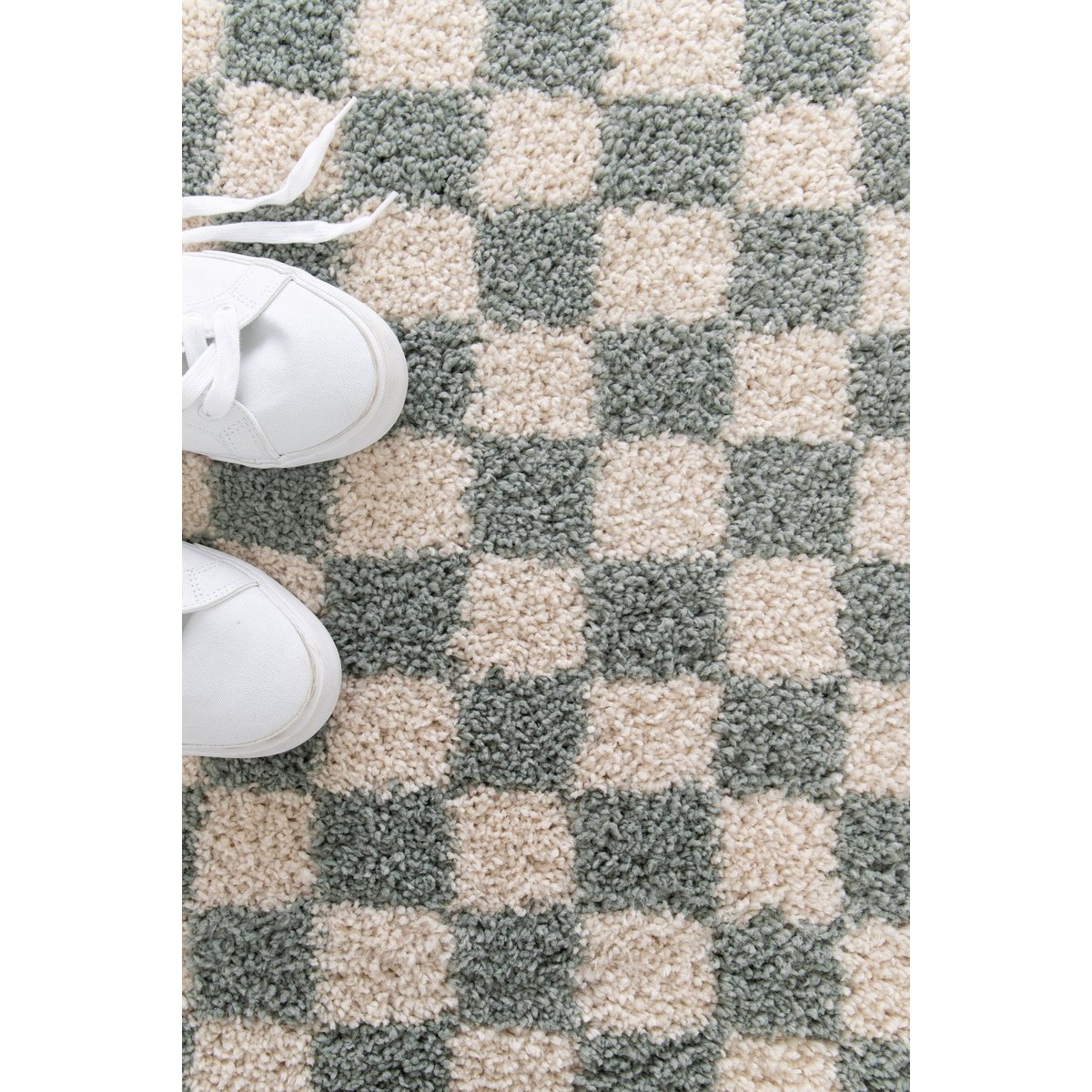 Soft and bulky chequered rug - Light Blue