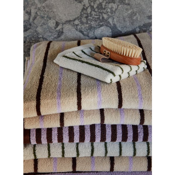 Striped 100% organic cotton towel - Purple, Clay & Blue