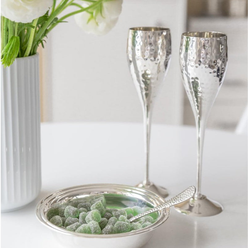 Hammered champagne flutes