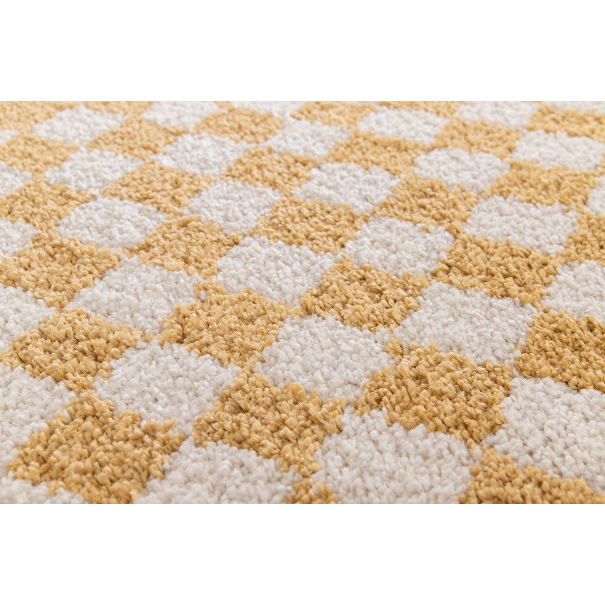 Soft and bulky chequered rug - Yellow