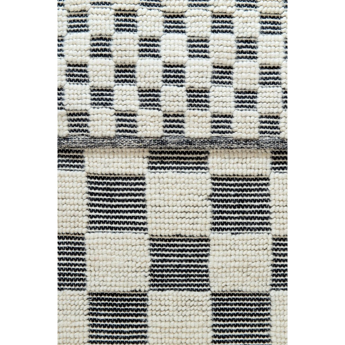 Soft handmade wool and cotton plaid rug