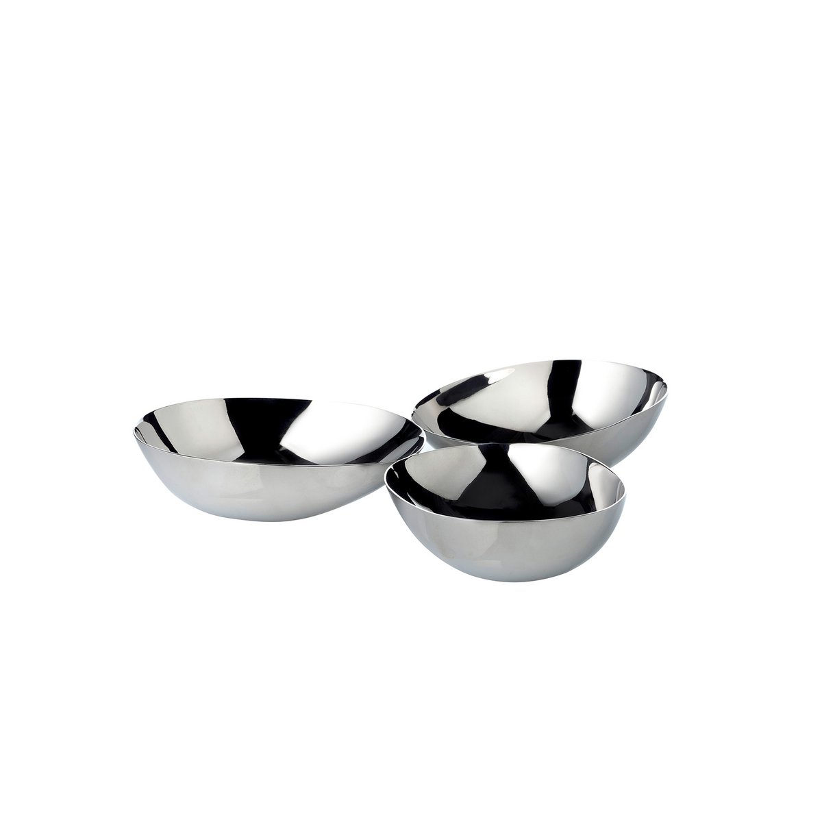 Triple bowl polished stainless steel