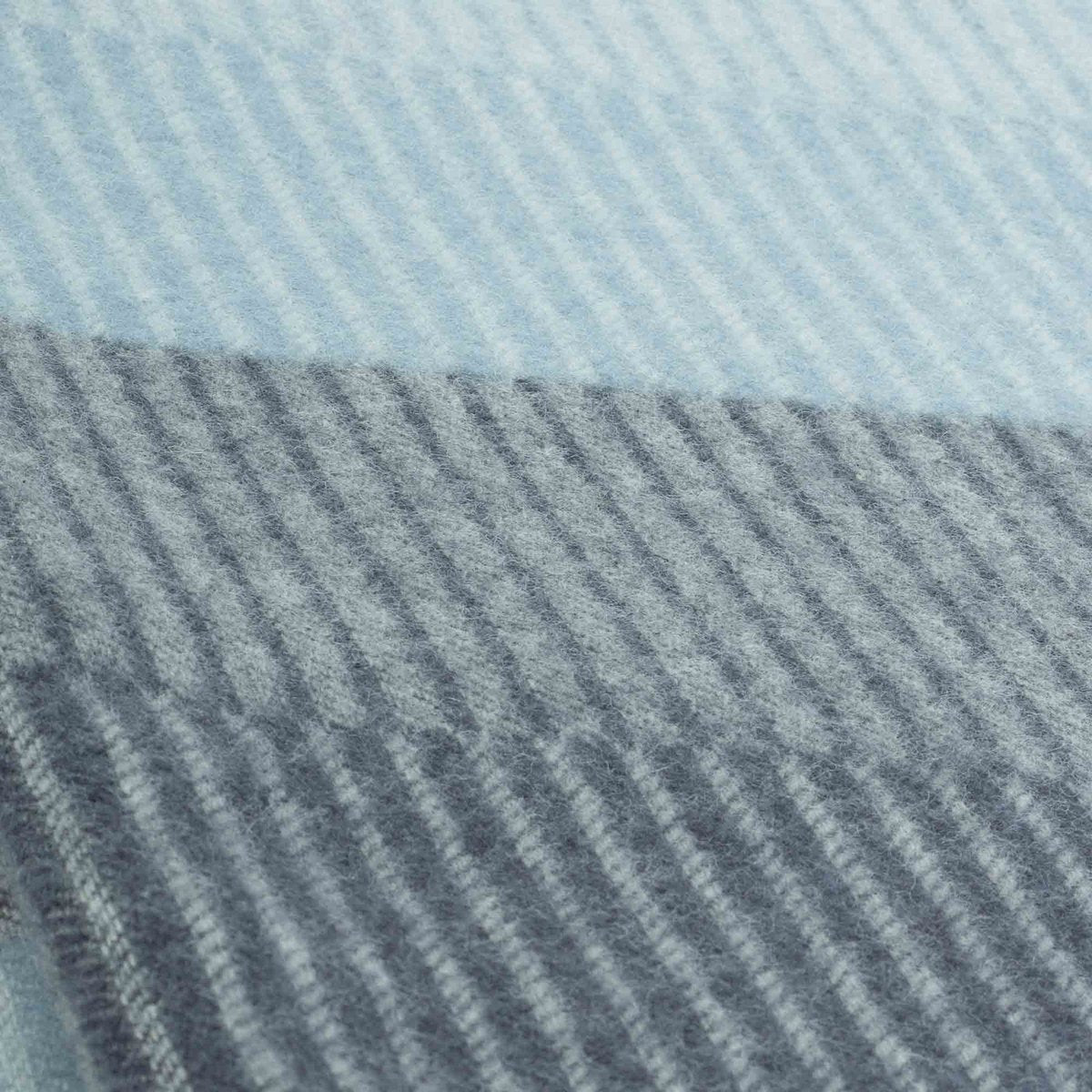 Close-up of blue and gray striped wool fabric texture
