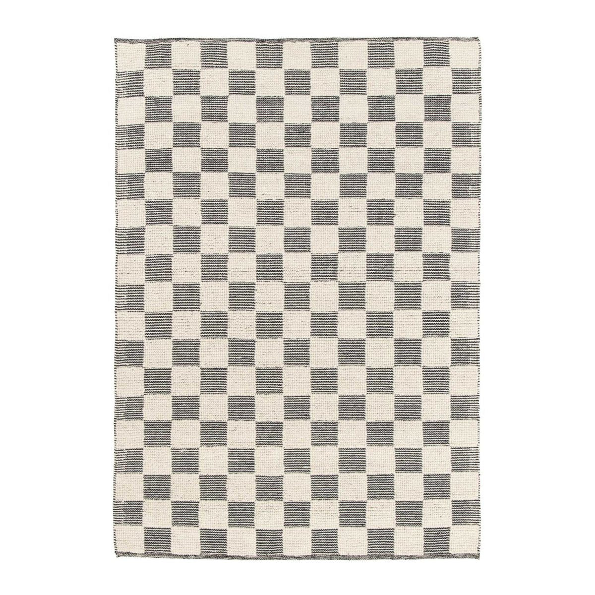 Soft handmade wool and cotton plaid rug