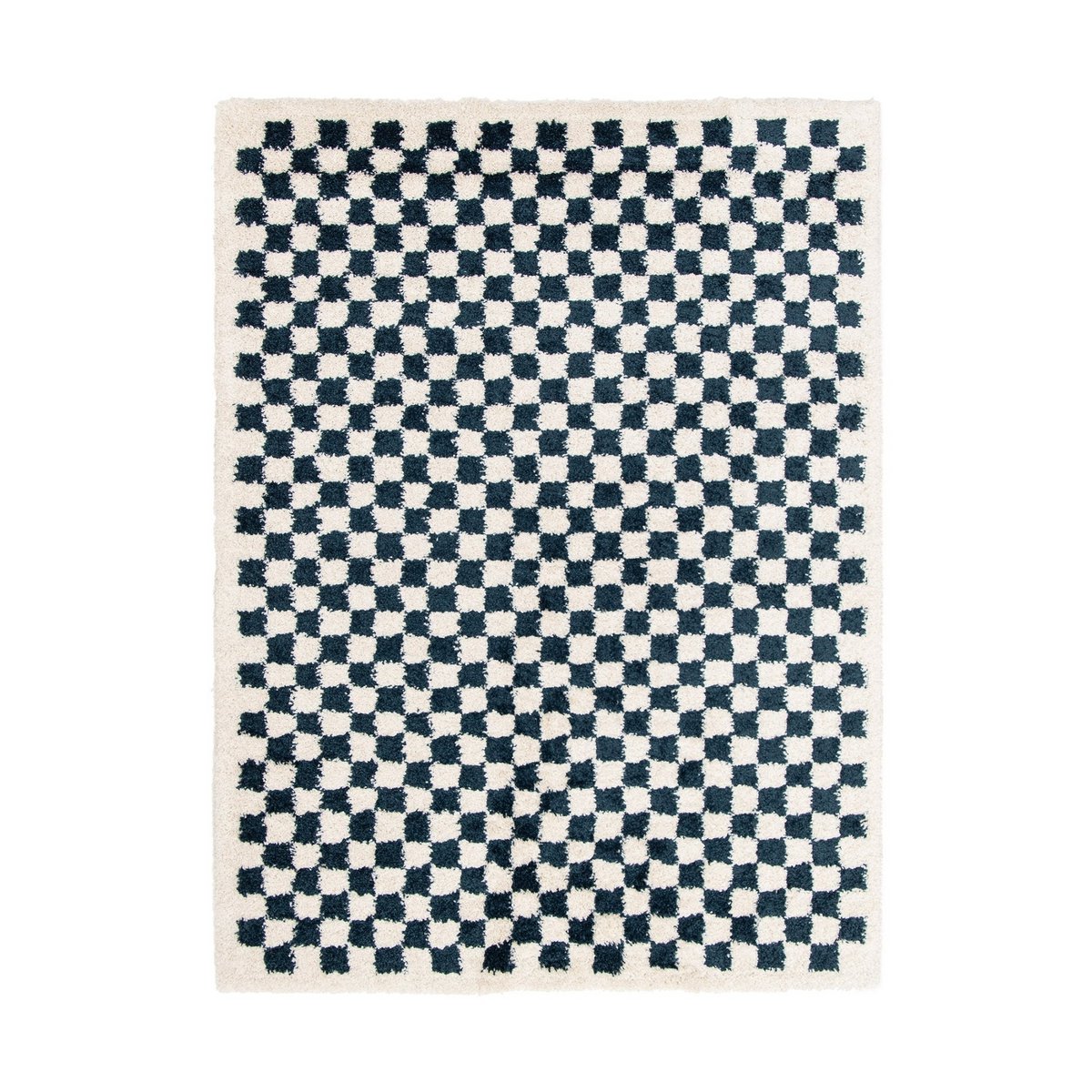 Soft and bulky chequered rug - Blue