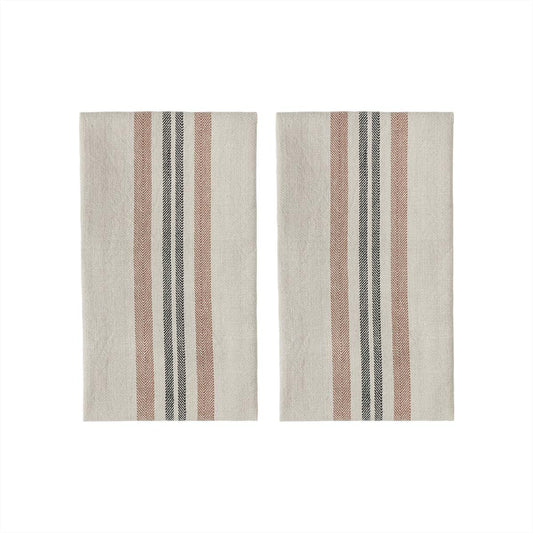 Striped tea towel - Set of 2 - Red