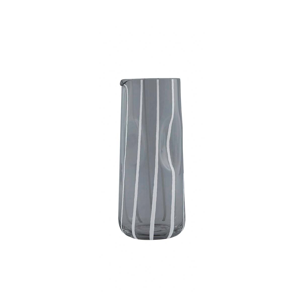 Gray glass carafe with white stripes on a white background