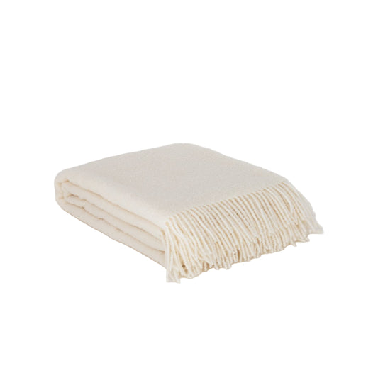 Wool bouclé throw PARIS - White