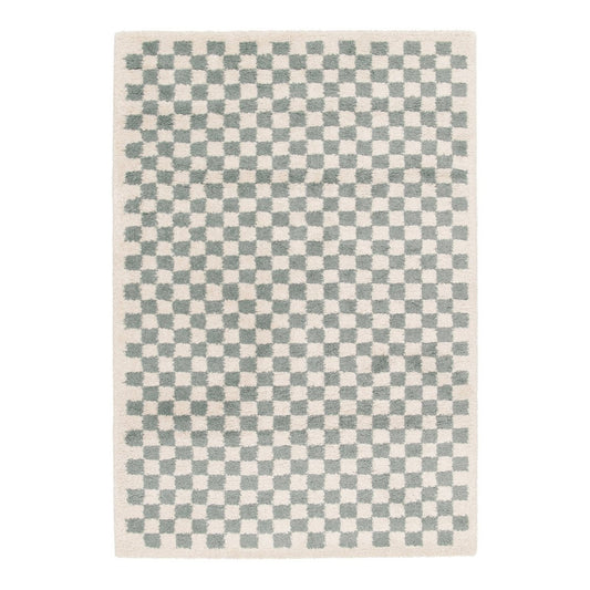 Soft and bulky chequered rug - Light Blue