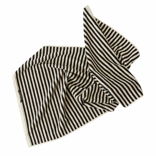 Black and white striped fabric on a white background