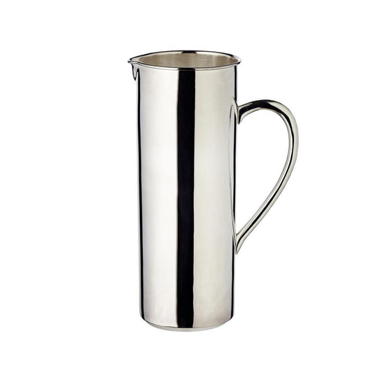 Silver pitcher on a white background
