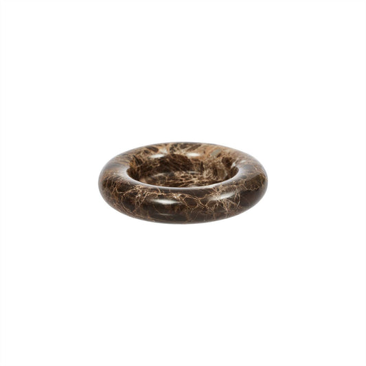 Marble candleholder - Large - Brown