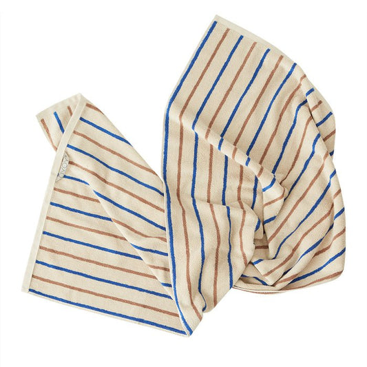 Striped 100% organic cotton towel