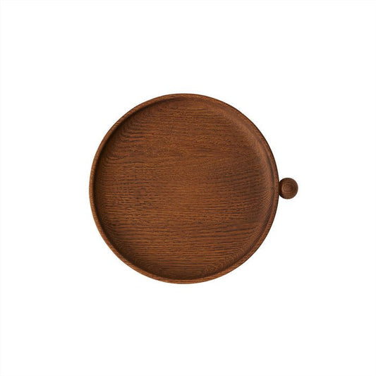 Round wood tray - Small - Dark