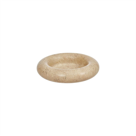 Beige stone marble candleholder on a white background