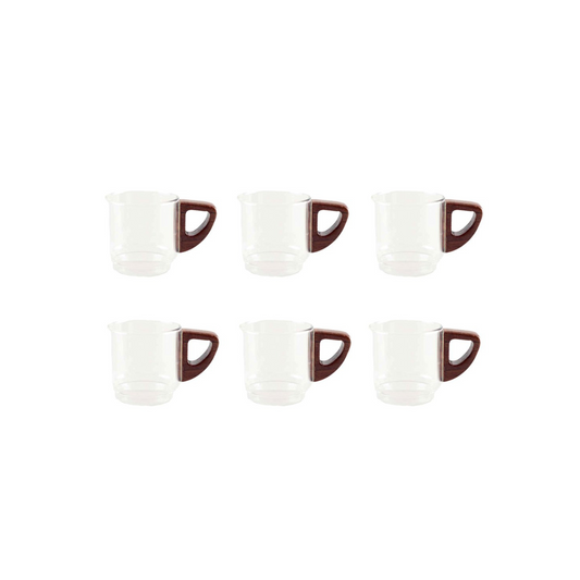 Glass coffee mugs with wood - Set of 6