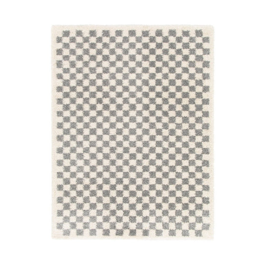Soft and bulky chequered rug - Grey